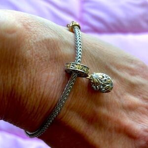 En Vouge silver and gold tone, fancy egg bracelet